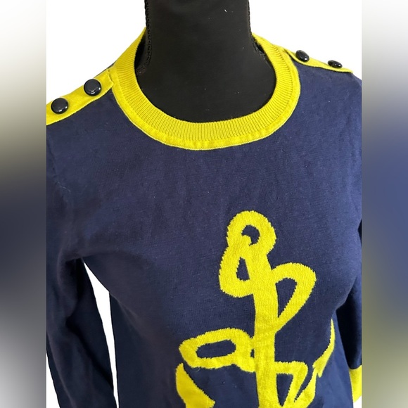 ⚓️ BEAUTIFUL NAUTICAL SWEATER!! COOL COLORS! LIGHTWEIGHT! 3/4 SLEEVE ⚓️ - Picture 7 of 16